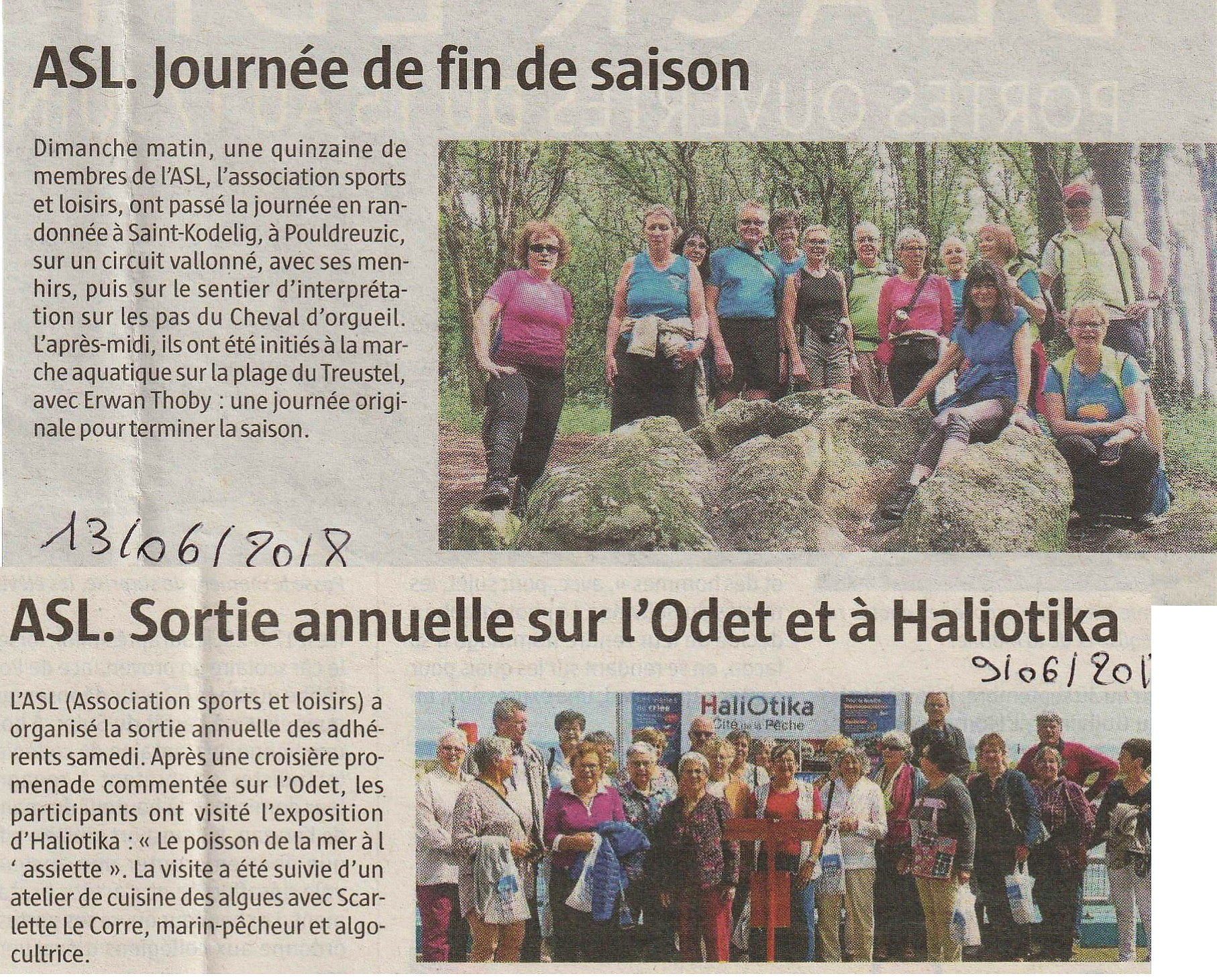 ASL - Sortie annuelle sur l'Odet et à Haliotika